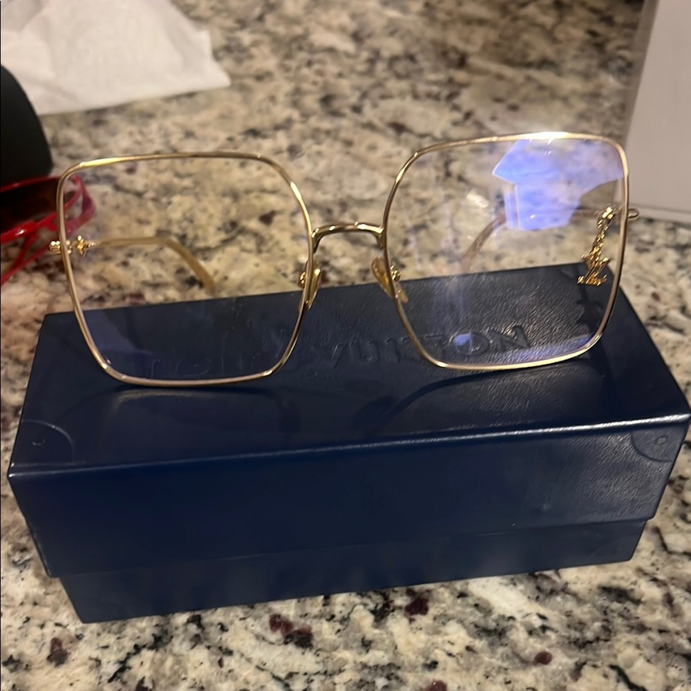 Louis Vuitton Gold Square Frame Glasses